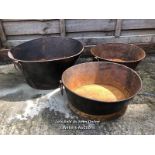 *3X GALVANISED BUCKETS WITH HANDLES, LARGEST 20CM (H) X 42CM (DIA) / COLLECTION LOCATION: WELLERS