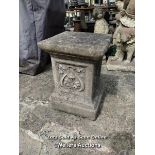 *RECONSTITUTED STONE PLINTH, 44CM (H), TOP: 32CM X 32CM / COLLECTION LOCATION: ALBOURNE (BN6),