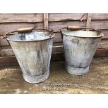 *PAIR OF GALVANISED BUCKETS WOODEN HANDLES, 32CM (H) X 32CM (DIA) / COLLECTION LOCATION: WELLERS