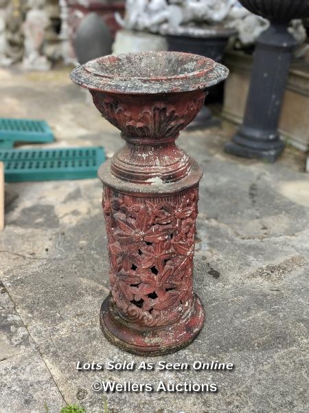 *TALL STEM VASE, IN FIBER STONE, RED, 93CM (H), BOWL: 46CM (DIA) X BASE: 36CM X 36CM / COLLECTION