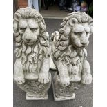 PAIR OF STONE ARMORIAL LIONS, 79CM (H) / COLLECTION LOCATION: WELLERS AUCTIONS (GU1 4SJ)