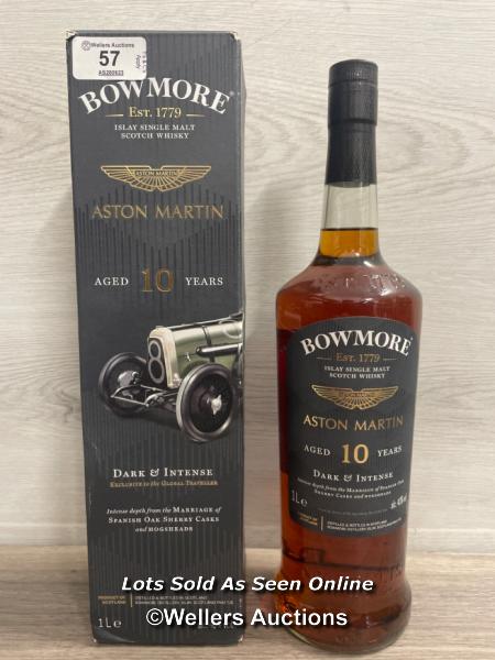 BOWMORE ASTON MARTIN AGED TEN YEARS, DARK & INTENSE SCOTCH WHISKY, 1LTRE, 40% VOL, UNOPEND