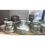 PART WEDGEWOOD "ASIA" GREEN & WHTE DINNER SERVICE INCLUDING, CUPS, SAUCERS, PLATES, SOUP BOWLS AND