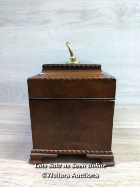 *GEORGIAN MAHOGANY INLAID TEA CADDY / NO KEY - Image 4 of 6