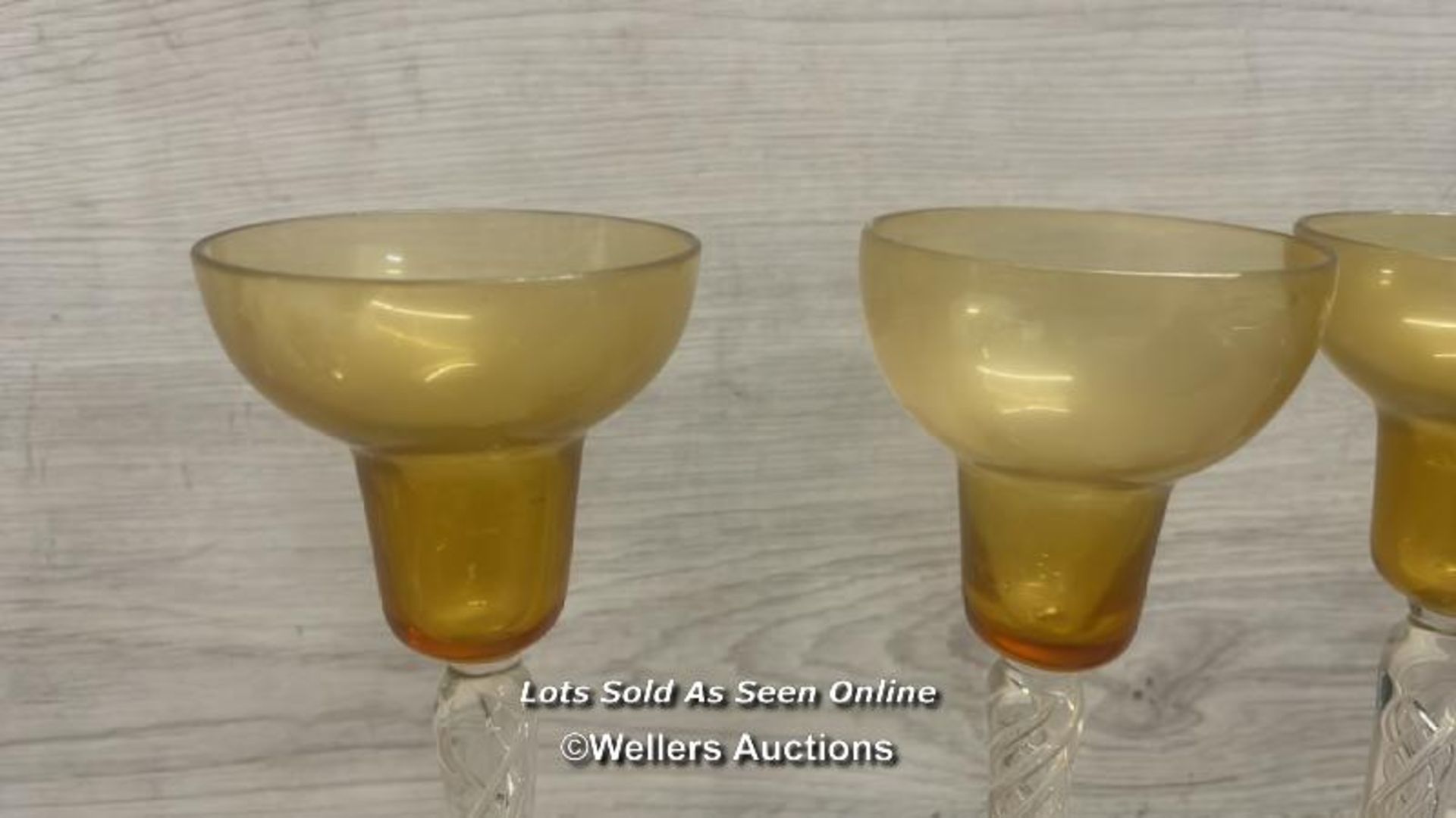 FOUR VINTAGE TWIST STEM CHAMPAGNE GLASSES, IN GOOD CONDITION - Image 3 of 3