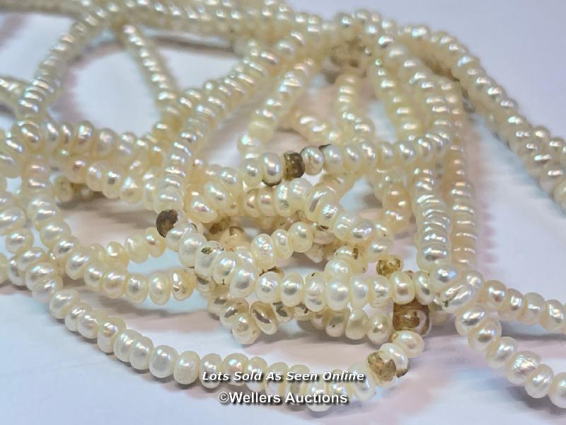 TWO LONG UNKNOTTED ROWS OF FRESHWATER PEARLS, EACH ROW APPROX. 148CM - Image 3 of 3