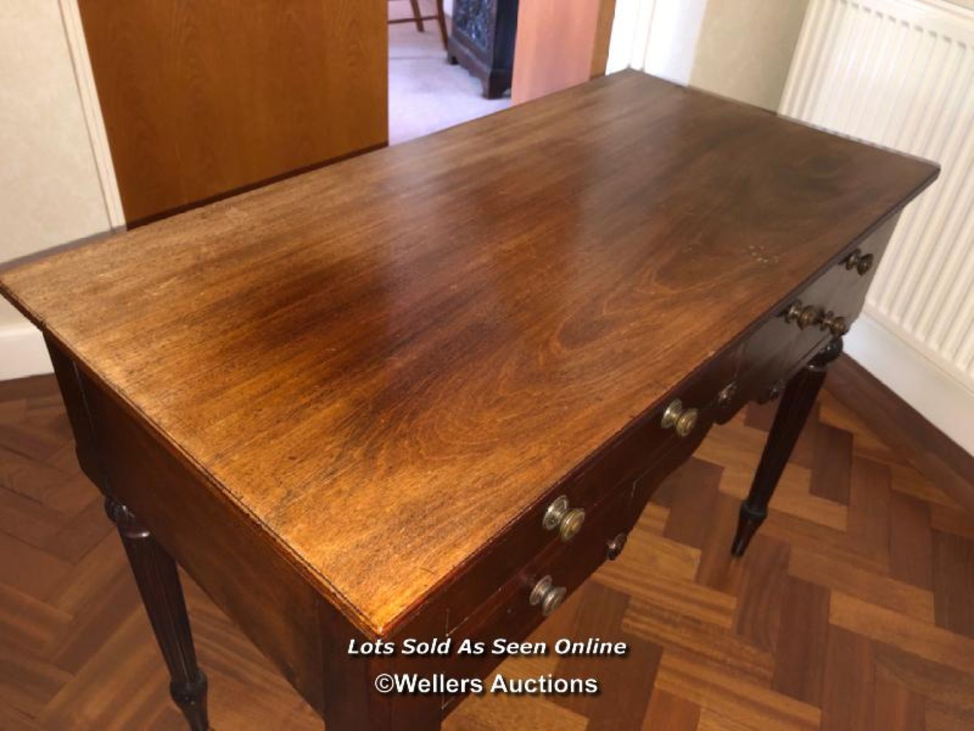 VICTORIAN SIDE TABLE OF FOUR DRAWERS ON TURNED LEGS, 91 X 71 X 46CM, COLLECTION FROM GU5 - PRIVATE - Image 2 of 3