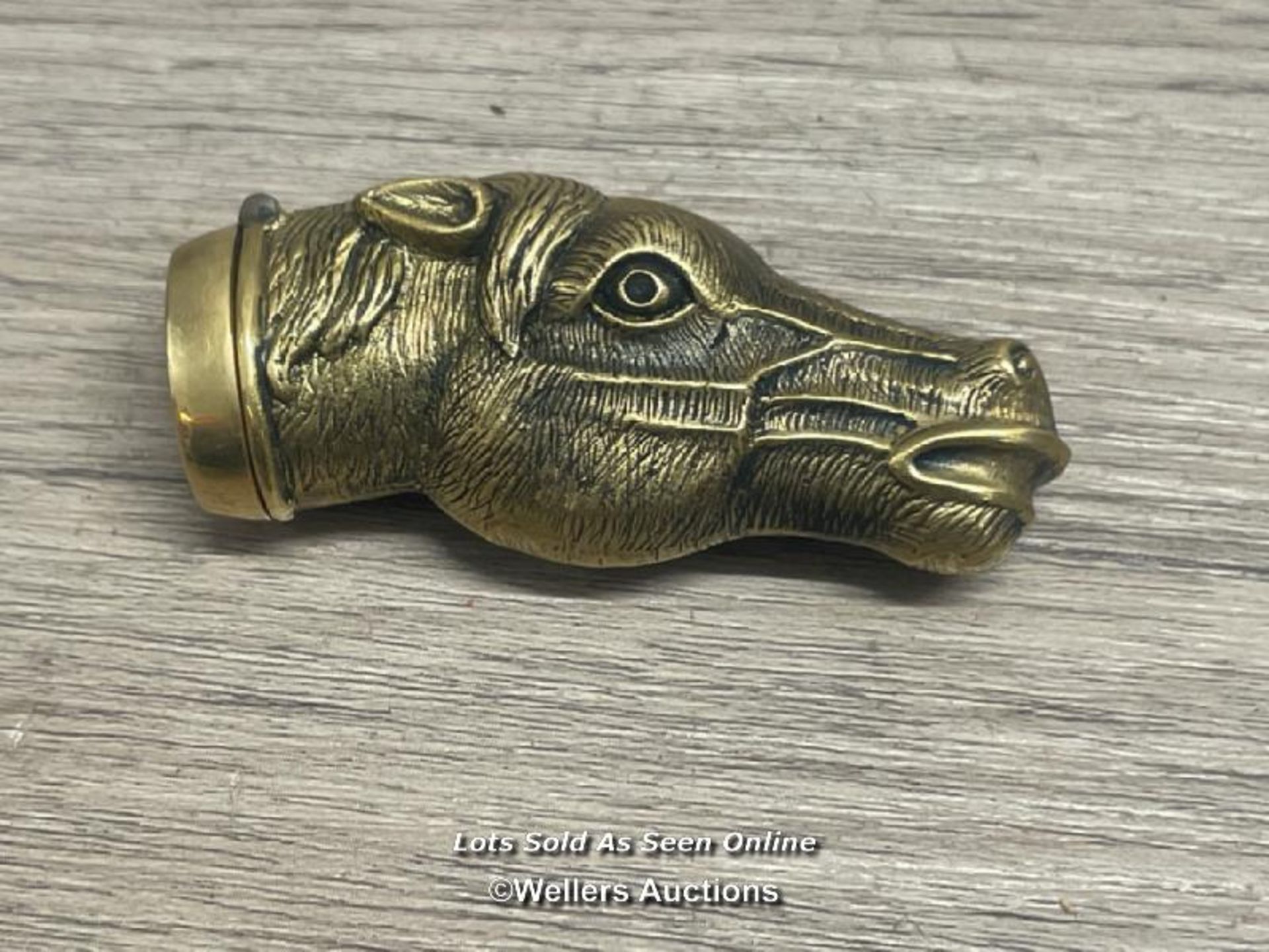 BRASS VESTA CASE IN THE FORM OF A HORSES HEAD, - Image 2 of 4