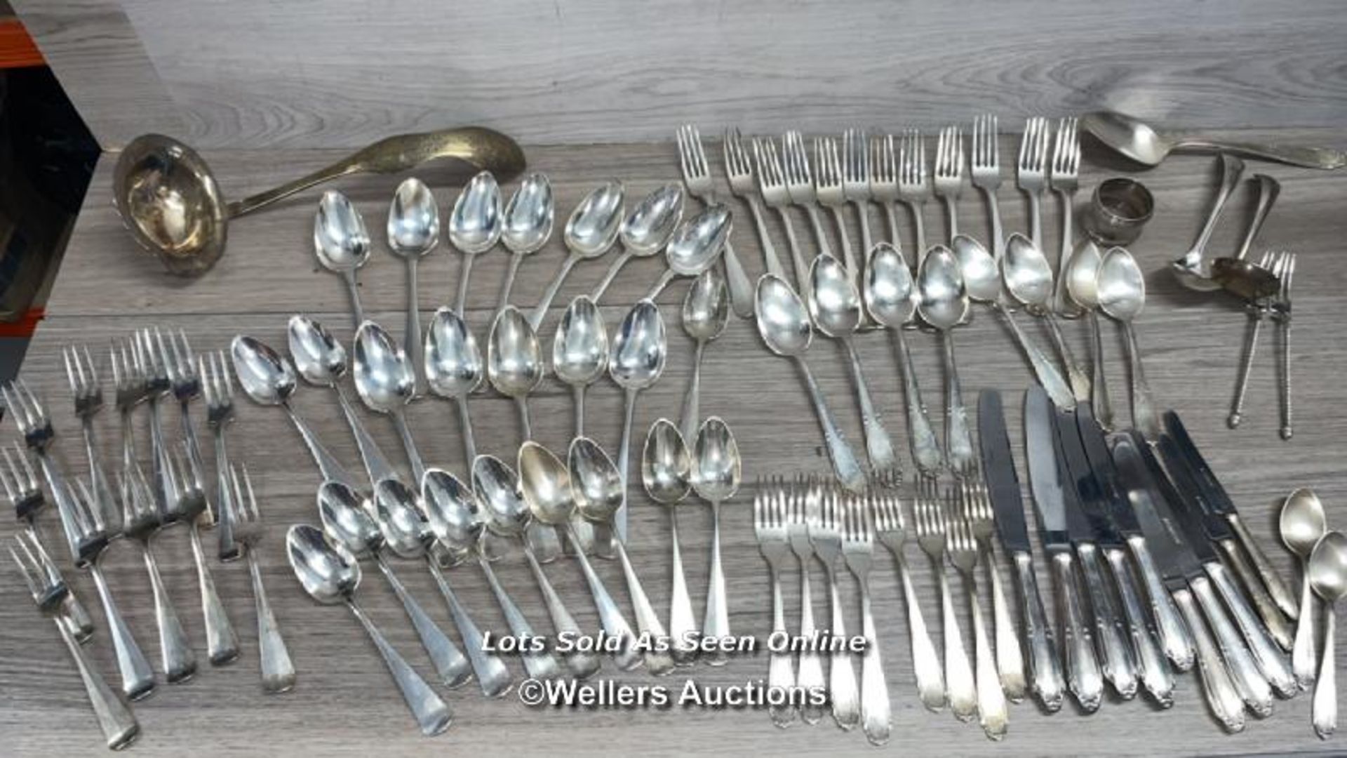ASSORTED CONTINTENTAL & STERLING SILVER AND SILVER PLATE CUTLERY, PRE - WAR, TOTAL WEIGHT 65 TROY OZ