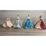 FOUR COALPORT FIGURINES - BARBARA ANN, VICTORIA, THE ROYAL BALL AND LAUREN