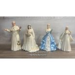 FOUR ROYAL DOULTON FIGURINES - POPE JOHN PAUL II, QUEEN ELIZABETH II, CATHERINE AND BRIDE