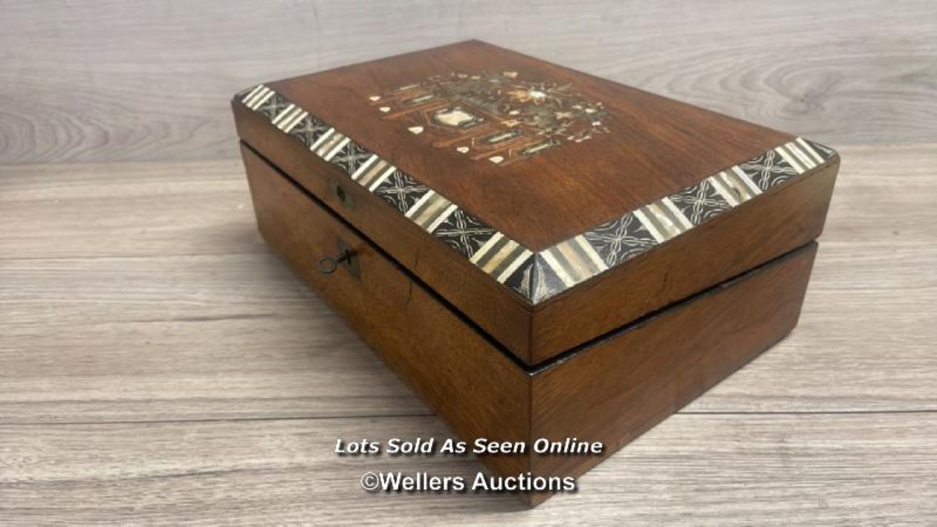 *ANTIQUE WRITING SLOPE VICTORIAN BOULLE WRITING BOX DOCUMENT BOX ROSEWOOD - Image 3 of 5