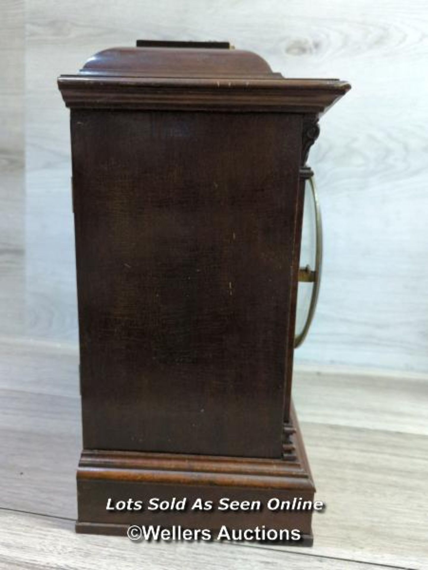 *ANTIQUE W&H WINTERHALDER & HOFMEIER MAHOGANY TING TANG BRACKET MANTEL CLOCK - Image 6 of 12