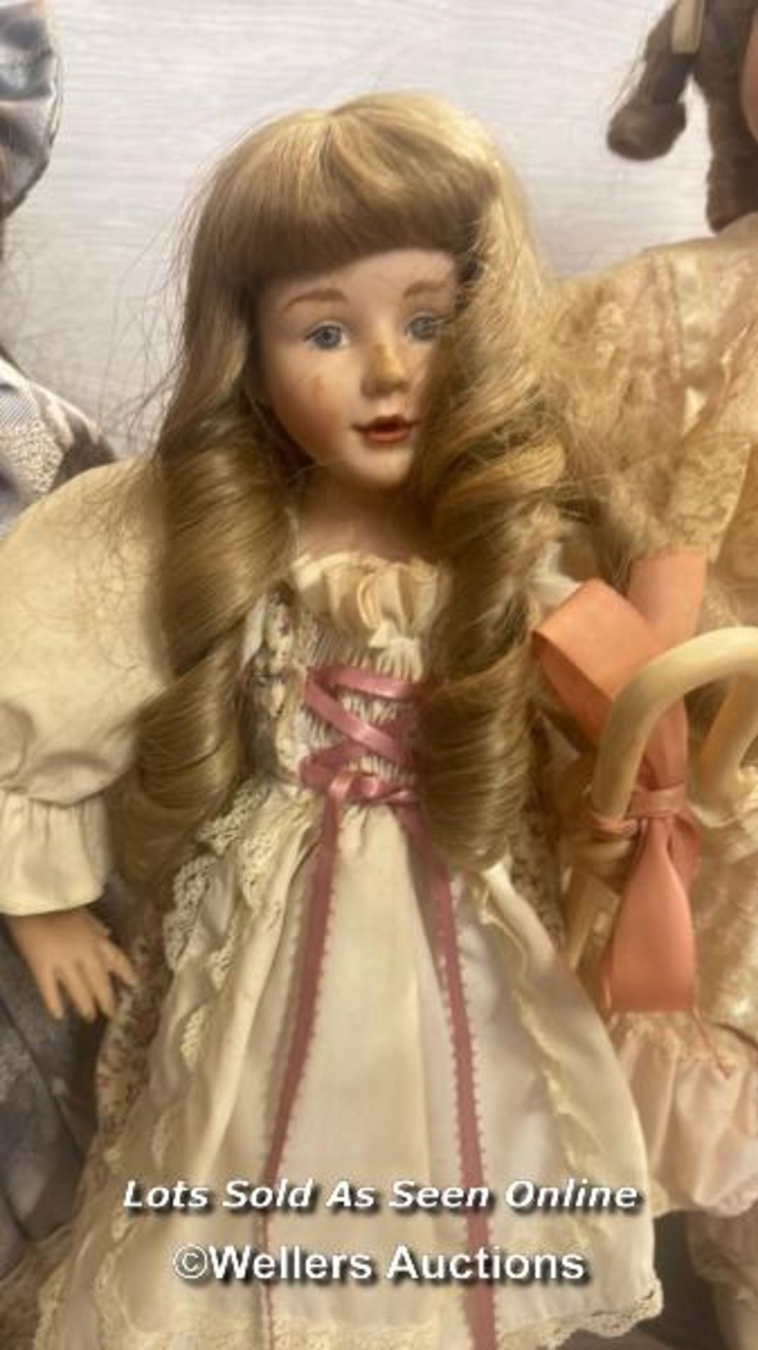 SIX PORCALAIN DOLLS ON STANDS INCLUDING ALBERON, - Image 6 of 8