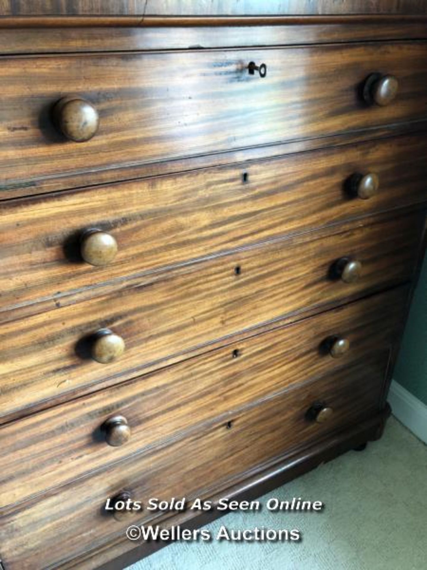 LARGE VICTORIAN DARK WOOD DRESSER WITH DOCUMENT DRAWERS OVER FOUR DRAWERS, 120 X 125 X 52CM, - Image 3 of 6