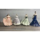 FOUR ROYAL WORCESTER FIGURINES - SOPHIE, THE LAST WALTZ, KEEPSAKE AND MIDSUMMER WALTZ