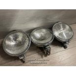 VINTAGE AUTOMOTIVE - THREE MATCHING LUCAS CIRCULAR HEADLIGHTS