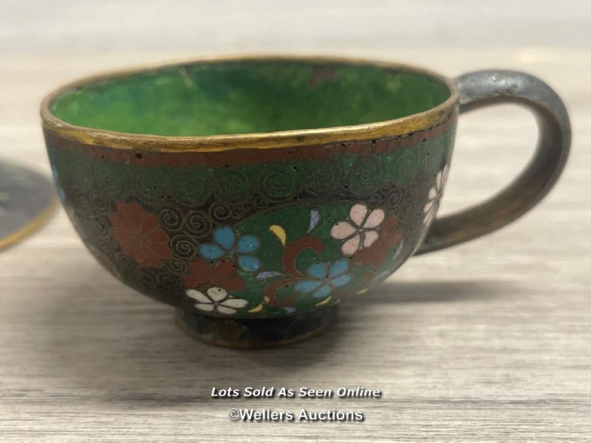 SMALL CHINESE CLOISSONNE CUP & SAUCER - Bild 4 aus 6