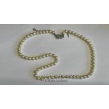 *ART DECO NECKLACE CULTURED AKOYA PEARLS SILVER 835 PASTE CLASP