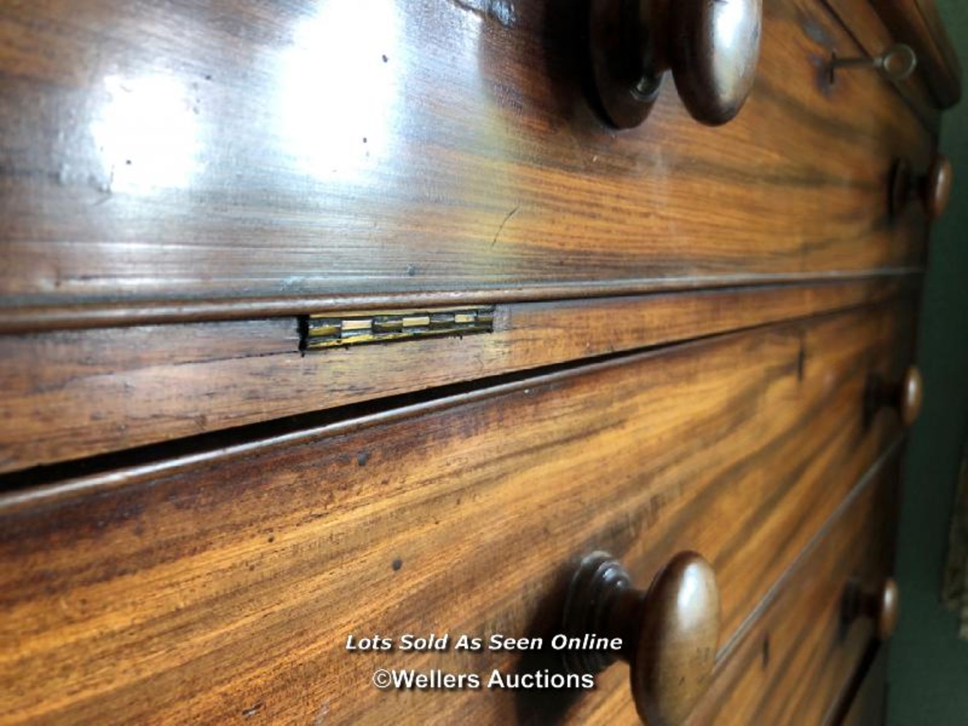 LARGE VICTORIAN DARK WOOD DRESSER WITH DOCUMENT DRAWERS OVER FOUR DRAWERS, 120 X 125 X 52CM, - Image 5 of 6