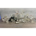 COLLECTION OF SWAROVKI FIGURINES MOSTLY ANIMALS INCLUDING PANDA'S, PENGUINE FAMILY AND HORSE,
