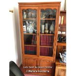 LARGE DISPLAY CABINET WITH GLASS DOORS, 91 X 196.5 X 35CM, CONTENTS NOT INCLUDED, COLLECTION FROM
