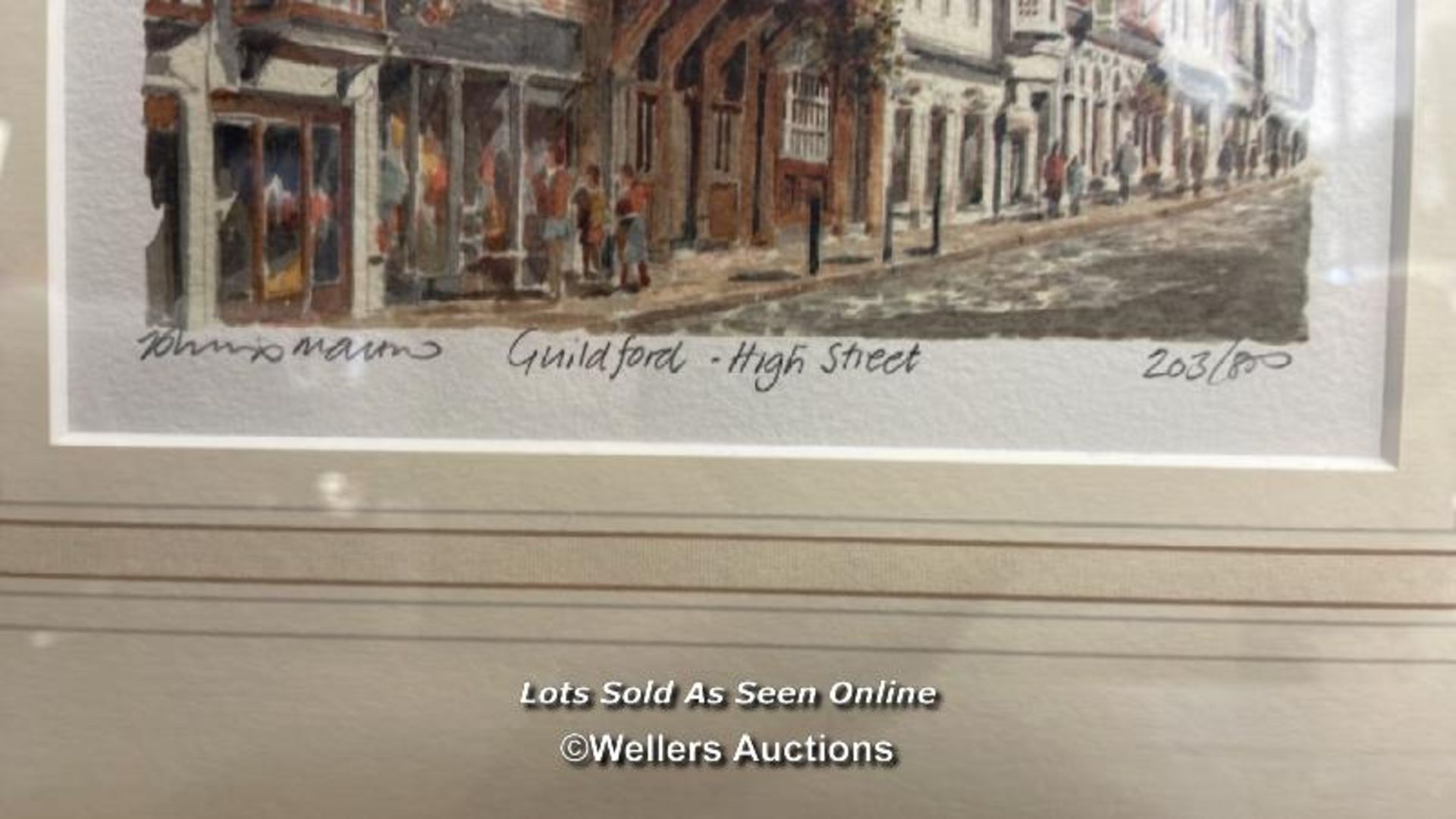 FRAMED & GLAZED PRINT OF GUILDFORD HIGH STREET, 203/800, SIGNED IN PENCIL, 15.5 X 19.5CM - Bild 3 aus 3