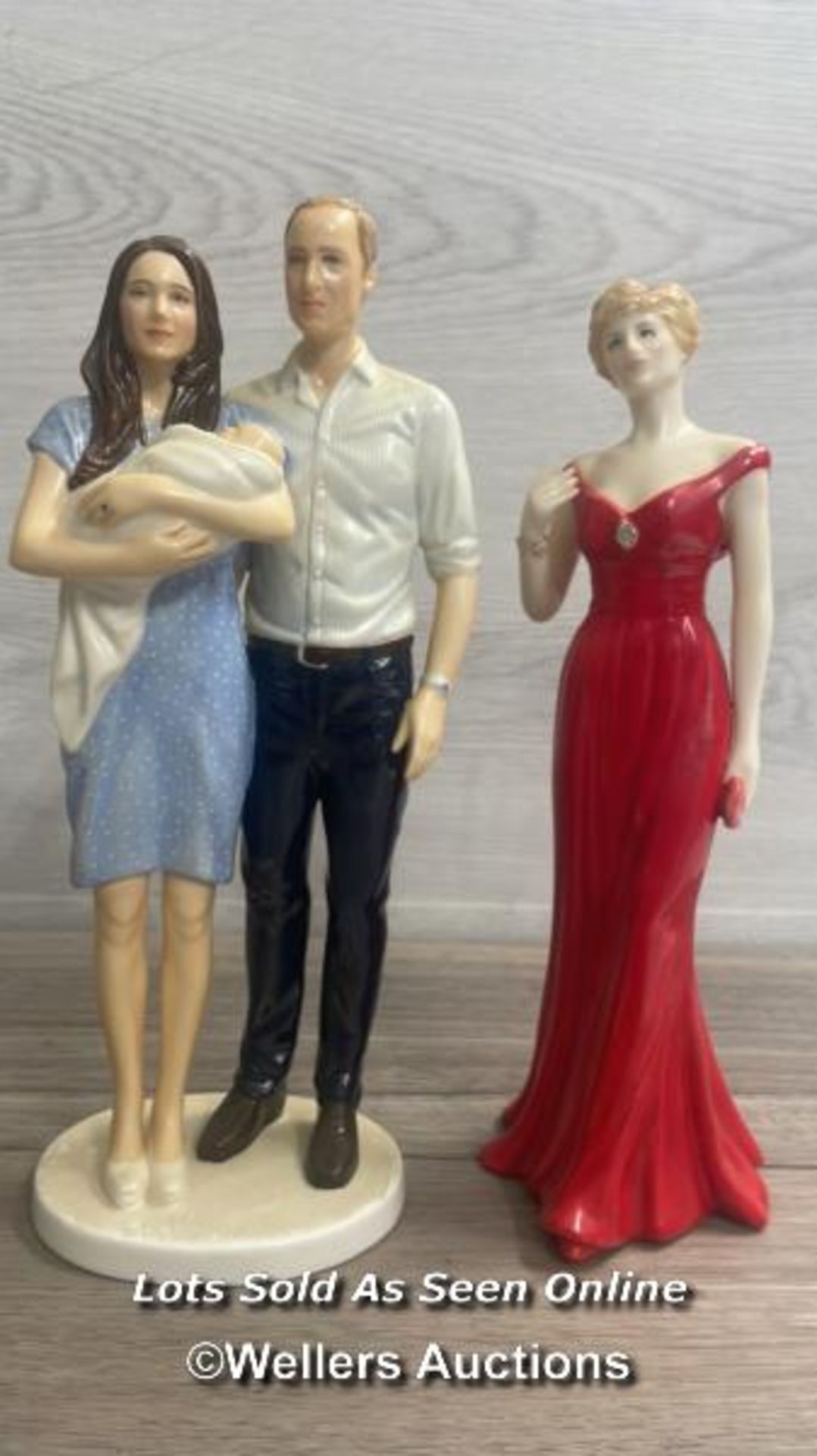 ROYAL DOULTON FIGURINE "PRINCE GEORGE A ROYAL BIRTH" AND ROYAL WORCESTER "DIANA PRINCESS OF WALES"