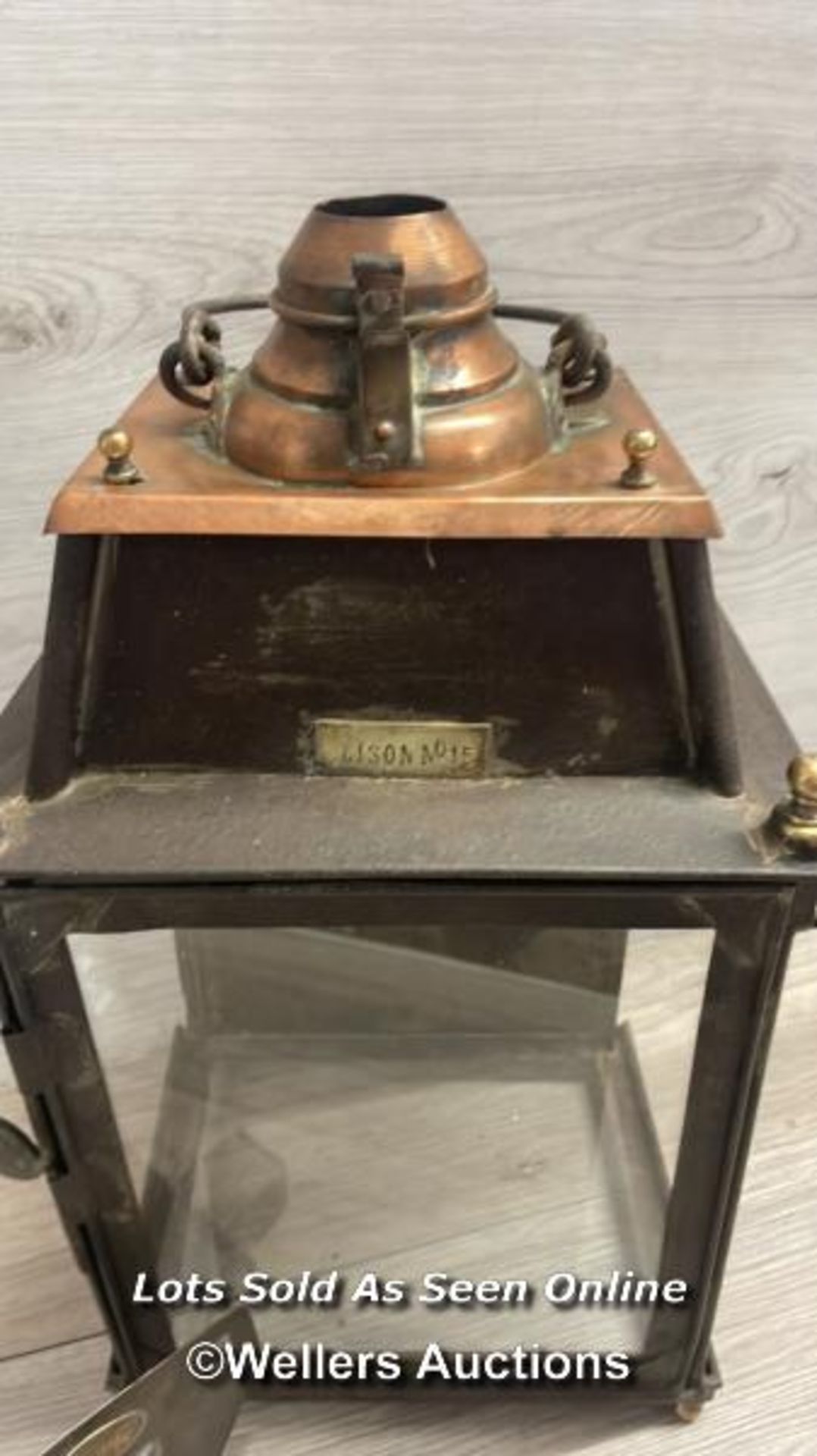 *ANTIQUE 19TH CENTURY FRENCH RAILWAY LANTERN - CHEMINS DE FER DE L'OUEST - LISON / MISSING GLASS - Bild 2 aus 6