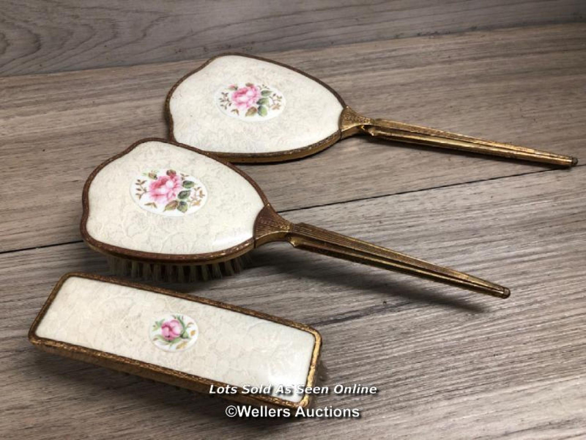 VINTAGE 1960'S DRESSING TABLE VANITY BRUSH AND MIRROR SET - Image 2 of 3