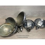 SELECTION OF VINTAGE AUTOMOTIVE HEADLIGHT HOUSINGS, MAINLY LUCAS
