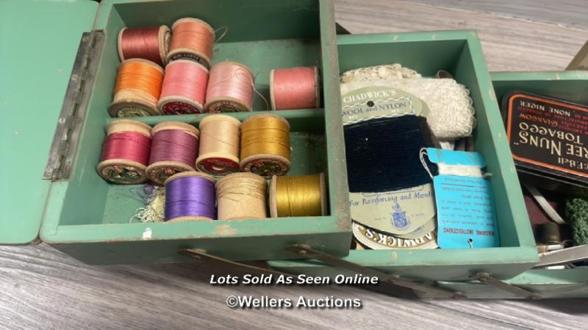 VINTAGE SEWING BOX WITH CONTENTS - Image 2 of 5