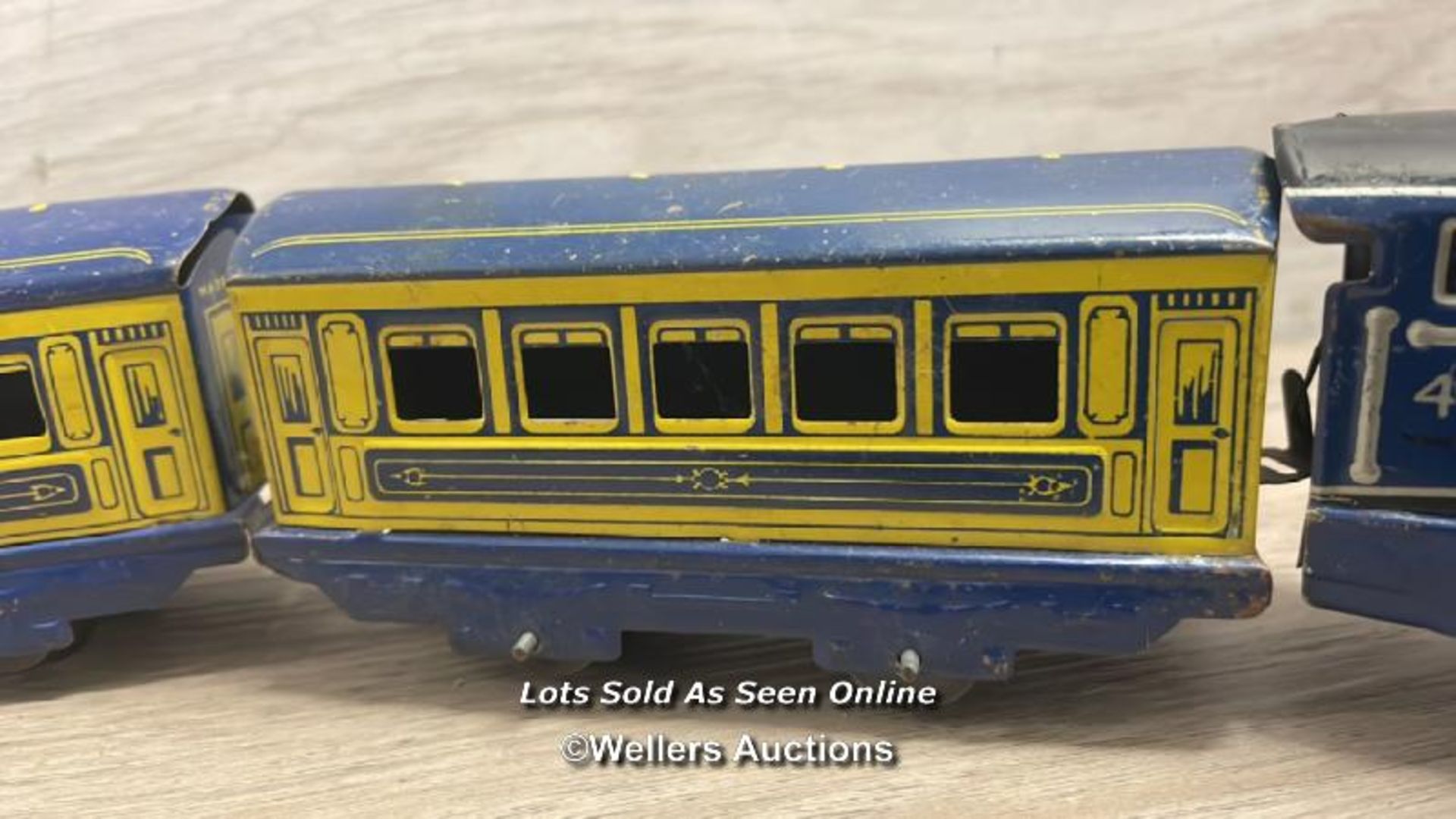 TIN TOY TRAINS WITH TRACKS AND BLOCK STATION - Image 8 of 12