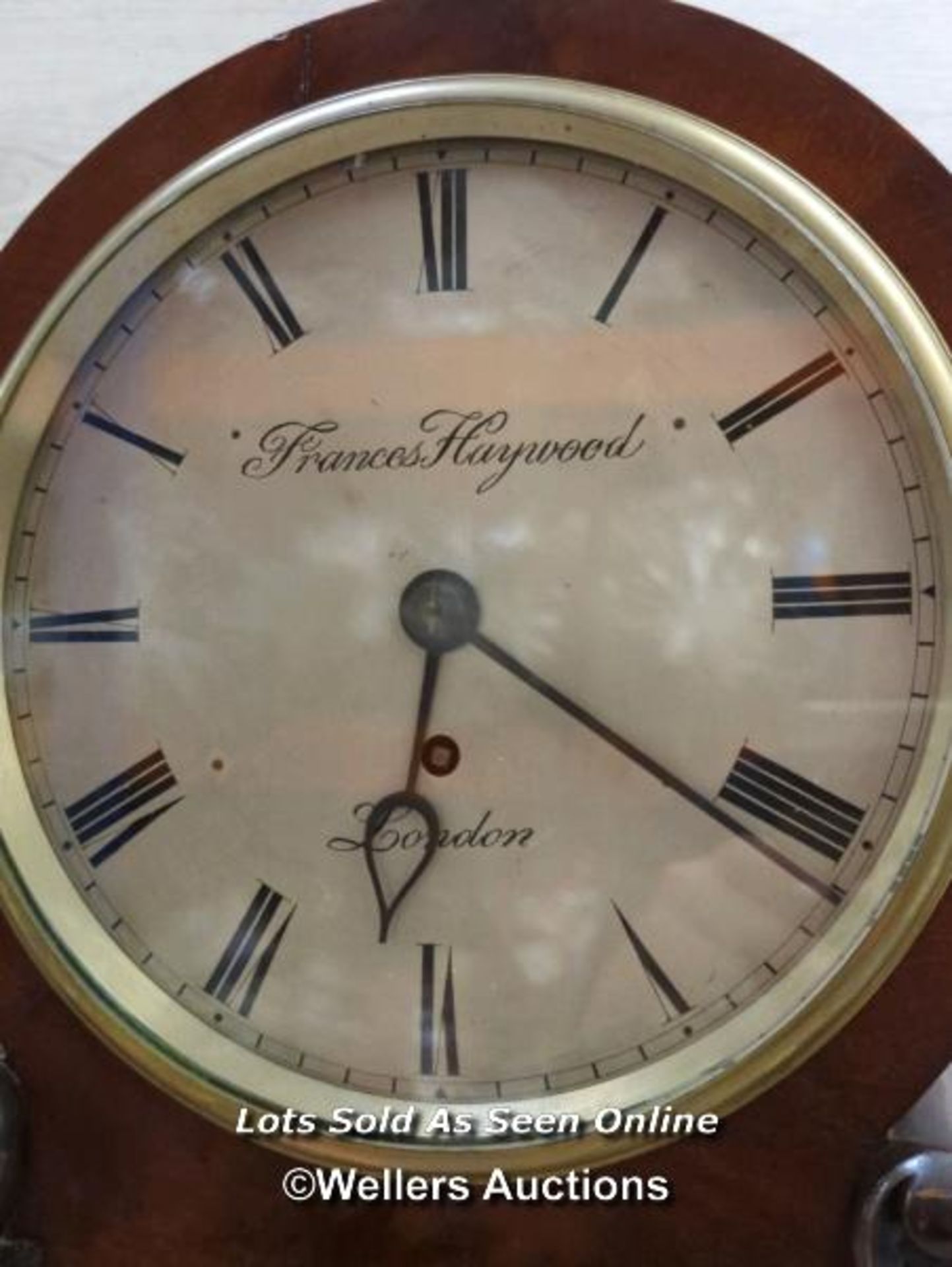 *ANTIQUE MAHOGANY SINGLE FUSEE MANTEL CLOCK BY FRANCES HAYWOOD LONDON - Image 4 of 8