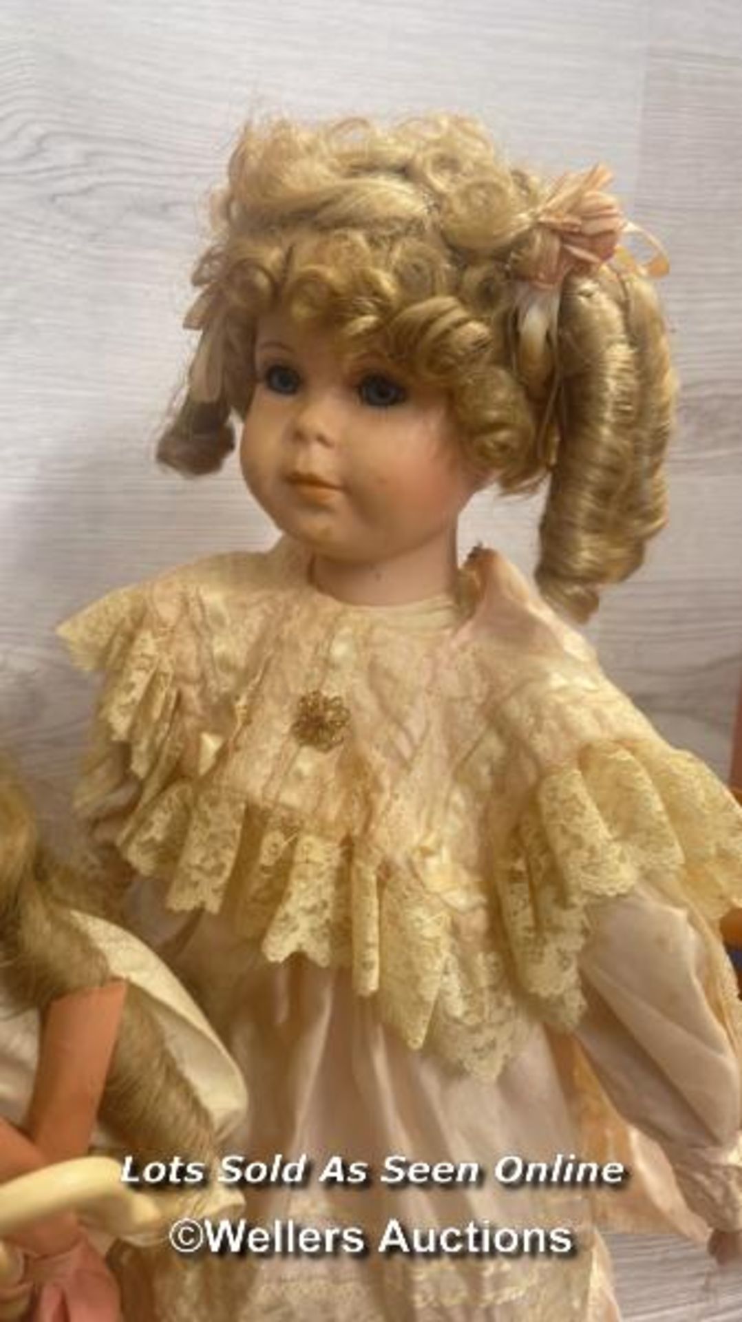 SIX PORCALAIN DOLLS ON STANDS INCLUDING ALBERON, - Image 7 of 8