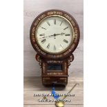 *ANTIQUE MOTHER OF PEARL DROP DIAL FUSEE WALL CLOCK / CLOCK FACE 32CM DIAMETER, TOTAL HEIGHT 68CM