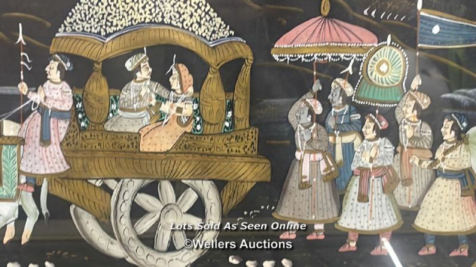 PAIR OF INDIAN SILK PAINTINGS, 100 X 37CM - Image 3 of 5