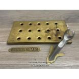 BRASS PUB DRIP TRAY, SIGN AND ONE OTHER