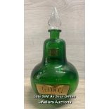 A RARE ROYAL PHARMACEUTICAL SOCIETY APOTHECARY BOTTLE, C1960'S, IN GREEN GLASS WITH GOLD LEAF