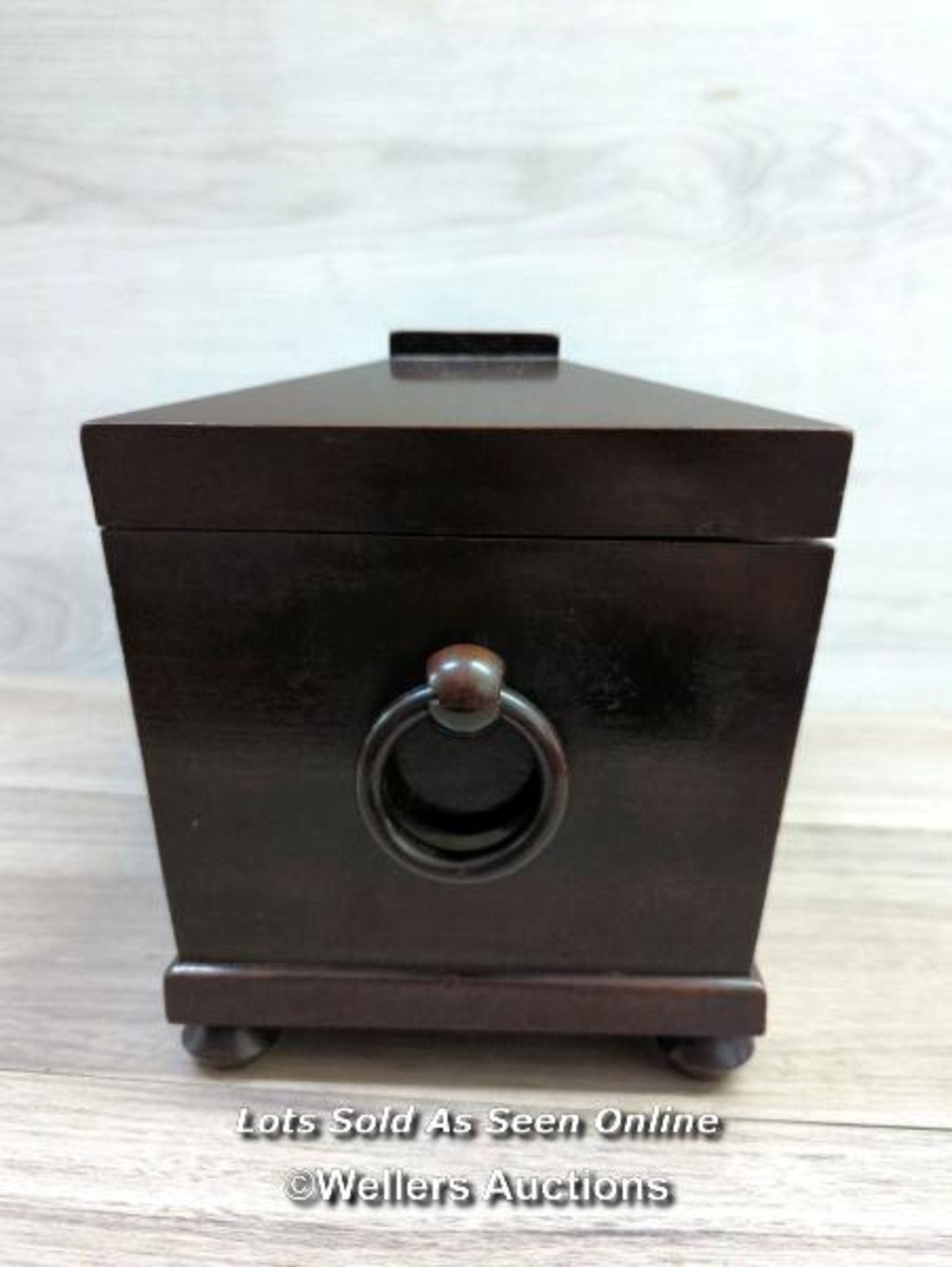 *ANTIQUE REGENCY MAHOGANY SARCOPHAGUS TEA CADDY - 3 CADDIES IN STUNNING CONDITION - Image 5 of 8