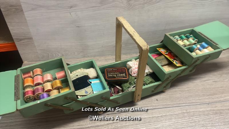 VINTAGE SEWING BOX WITH CONTENTS