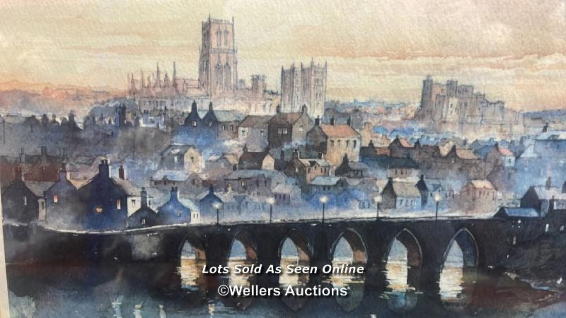 FRAMED & GLAZED PRINT OF OLD DURHAM, SIGNED IN PENCIL, 30 X 24CM - Bild 2 aus 3