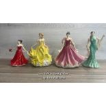 FOUR ROYAL DOULTON FIGURINES - JUNE ROSE-LOVE, SUMMER, ALEXANDRA AND DIANA