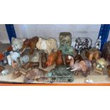 ASSORTED BRIC-A-BRAC INCLUDING COLLECTABLE ELEPHANTS AND WOODEN ANIMALS