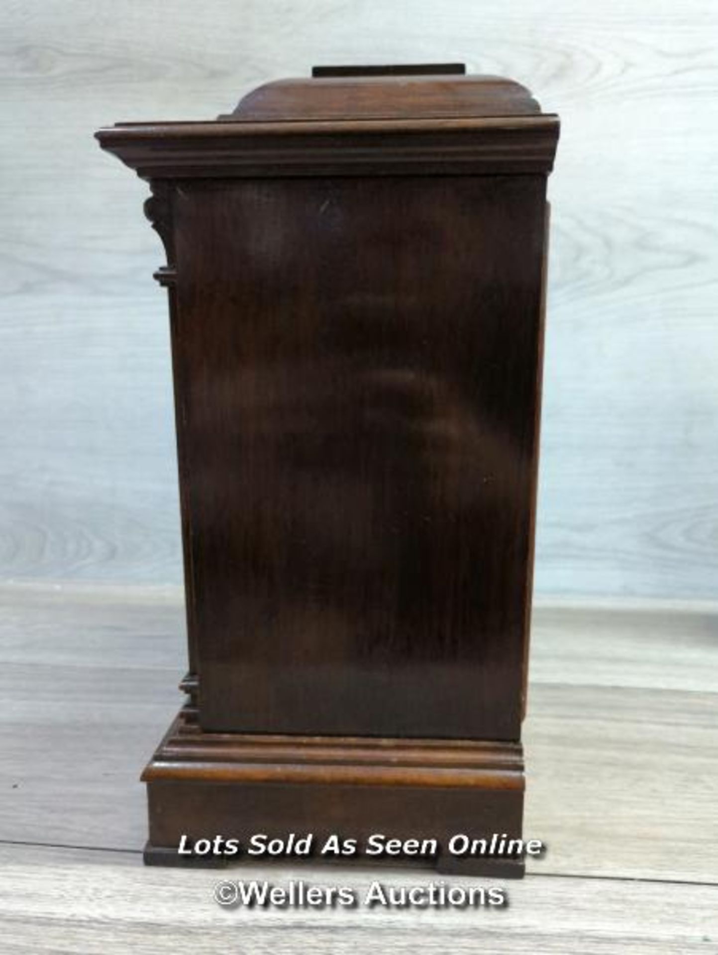 *ANTIQUE W&H WINTERHALDER & HOFMEIER MAHOGANY TING TANG BRACKET MANTEL CLOCK - Image 4 of 12