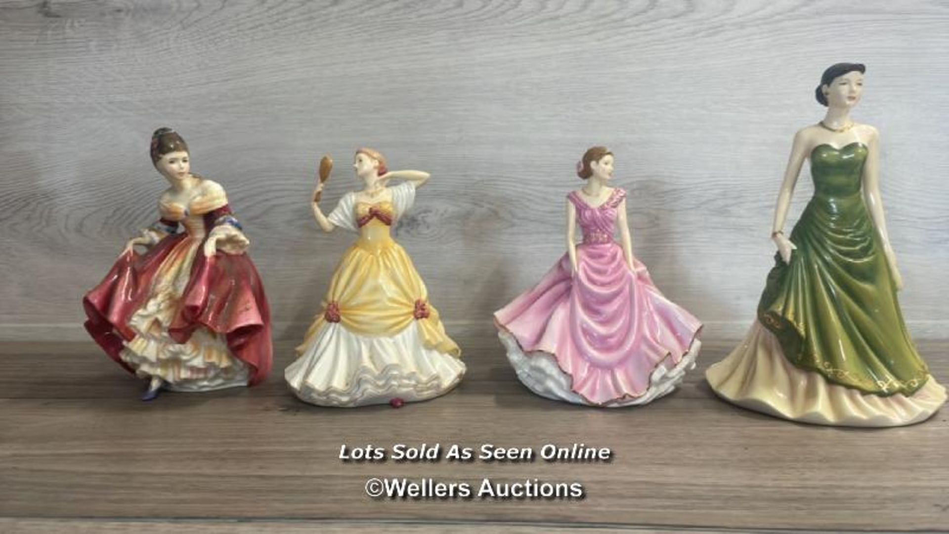 FOUR ROYAL DOULTON FIGURINES - SOUTHERN BELL, LAUREN, DONNA AND HAPPY BIRTHDAY