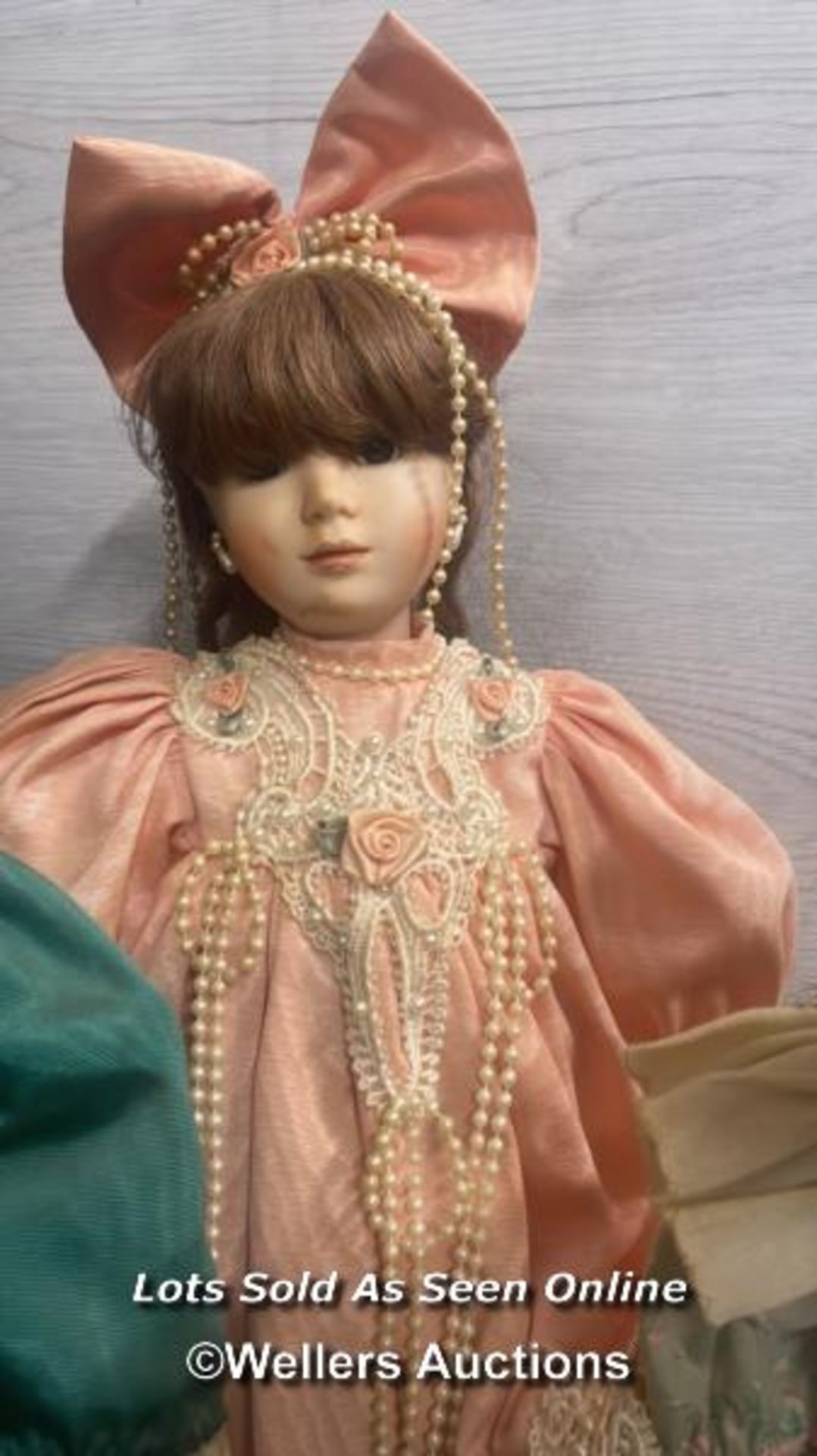 SIX PORCALAIN DOLLS ON STANDS INCLUDING ALBERON, - Image 3 of 8