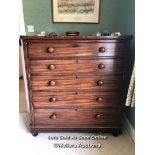 LARGE VICTORIAN DARK WOOD DRESSER WITH DOCUMENT DRAWERS OVER FOUR DRAWERS, 120 X 125 X 52CM,