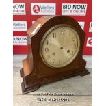 *ANTIQUE LARGE MAHOGANY DIMRA CHIME MANTLE CLOCK & PENDULMN 14 DAY MOVEMENT [319]