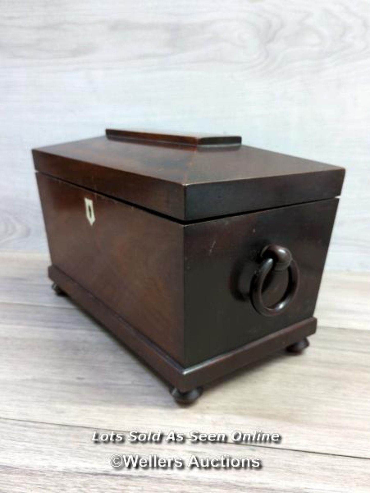 *ANTIQUE REGENCY MAHOGANY SARCOPHAGUS TEA CADDY - 3 CADDIES IN STUNNING CONDITION - Image 2 of 8